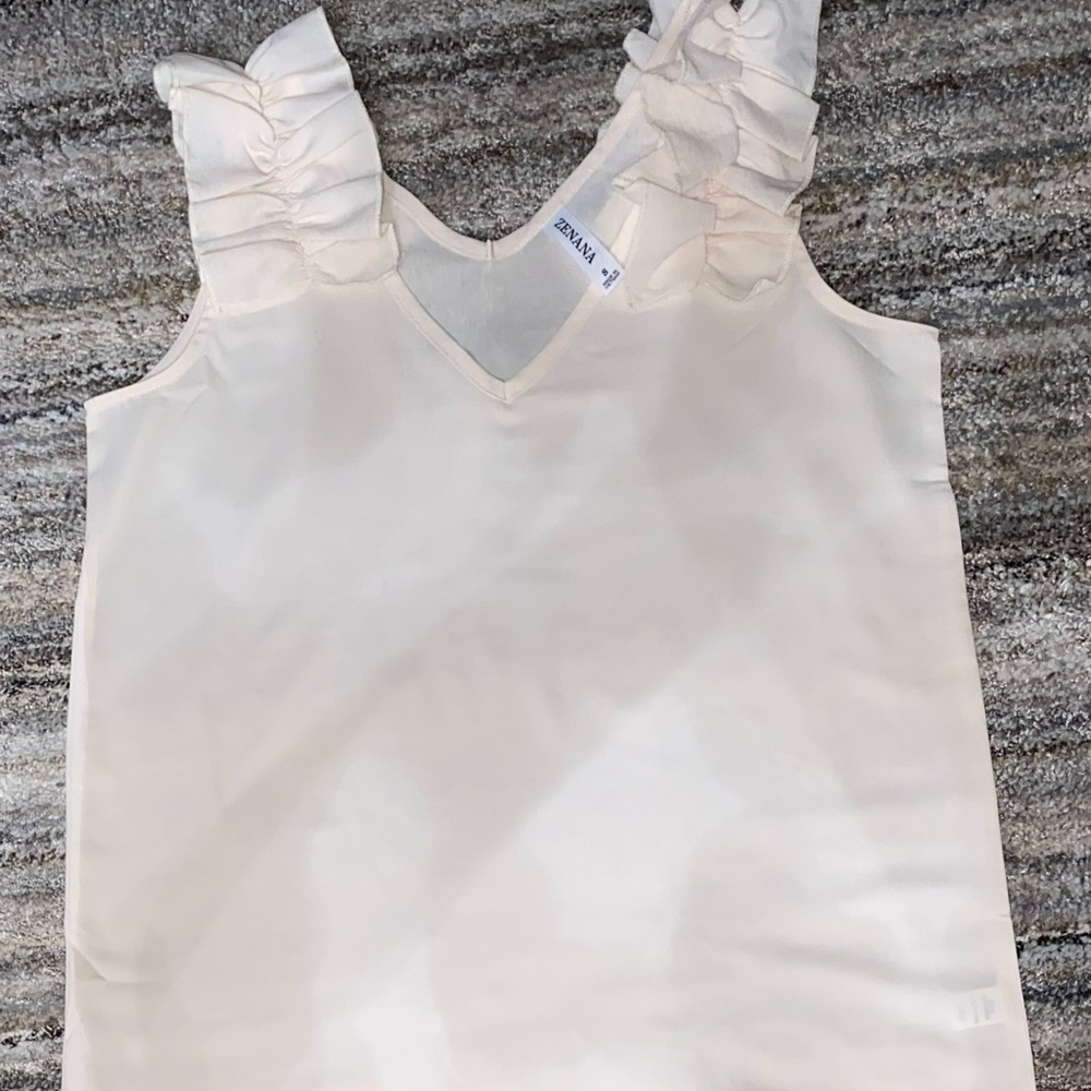 Zenana Outfitters Blush Ruffle Shoulder V-Neck Tank (2)